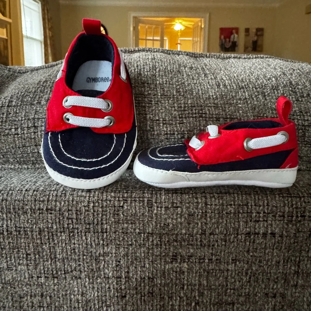 Gymboree Red and Navy Baby Shoes size 1 - Picture 1 of 2